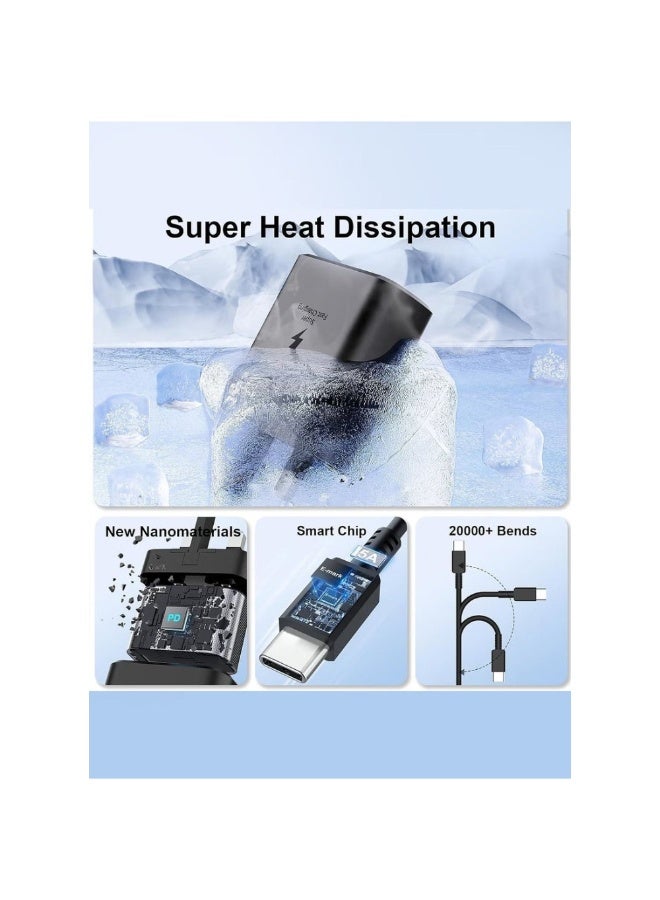 أكاليكس شاحن سامسونج سريع بقوة 45 واط من النوع C مع كابل بطول 1.8 متر - Super PD 3.0 لأجهزة Galaxy S24 Ultra و S23 Ultra و Z Flip5 و Z Fold5 و Tab S9 Ultra وغيرها (أسود) - Image 3